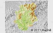 Physical 3D Map of Pucheng, lighten, desaturated