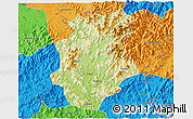 Physical 3D Map of Pucheng, political outside