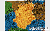 Political 3D Map of Pucheng, darken