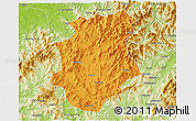 Political 3D Map of Pucheng, physical outside