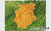 Political 3D Map of Pucheng, satellite outside