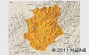 Political 3D Map of Pucheng, shaded relief outside