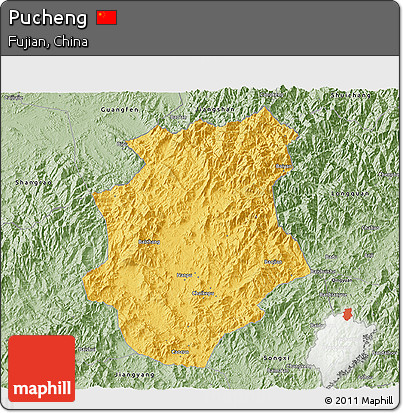 Savanna Style 3D Map of Pucheng
