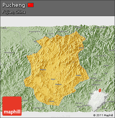 Savanna Style 3D Map of Pucheng