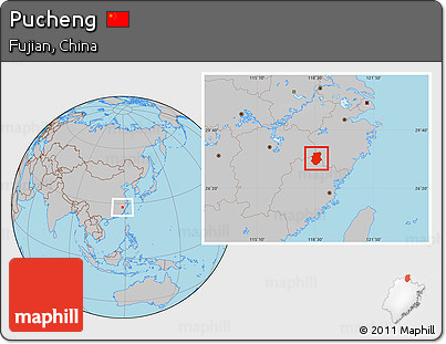 Gray Location Map of Pucheng
