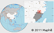 Gray Location Map of Pucheng, highlighted country, highlighted parent region