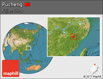 Satellite Location Map of Pucheng