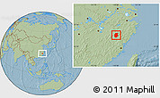 Savanna Style Location Map of Pucheng, hill shading