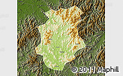Physical Map of Pucheng, darken