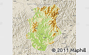 Physical Map of Pucheng, shaded relief outside