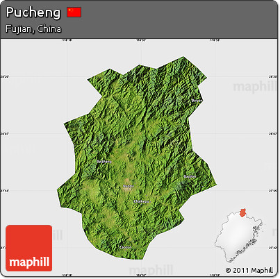 Satellite Map of Pucheng, single color outside