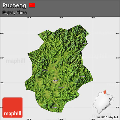 Satellite Map of Pucheng, single color outside