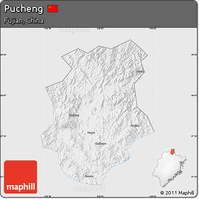 Silver Style Map of Pucheng, single color outside