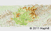 Physical Panoramic Map of Pucheng, lighten