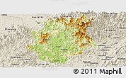 Physical Panoramic Map of Pucheng, shaded relief outside