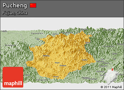 Savanna Style Panoramic Map of Pucheng
