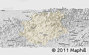 Shaded Relief Panoramic Map of Pucheng, desaturated