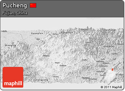 Silver Style Panoramic Map of Pucheng