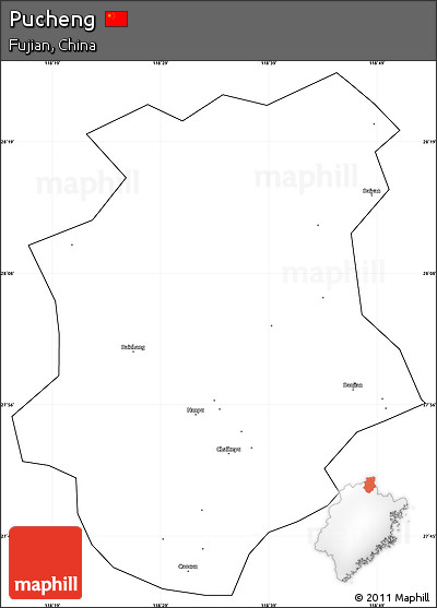 Blank Simple Map of Pucheng, cropped outside