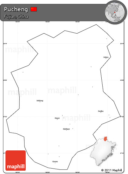 Blank Simple Map of Pucheng, cropped outside