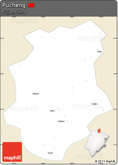 Classic Style Simple Map of Pucheng, single color outside