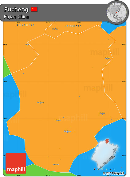 Political Simple Map of Pucheng