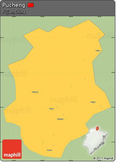 Savanna Style Simple Map of Pucheng, single color outside