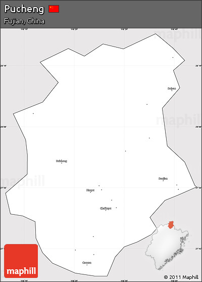 Silver Style Simple Map of Pucheng, cropped outside
