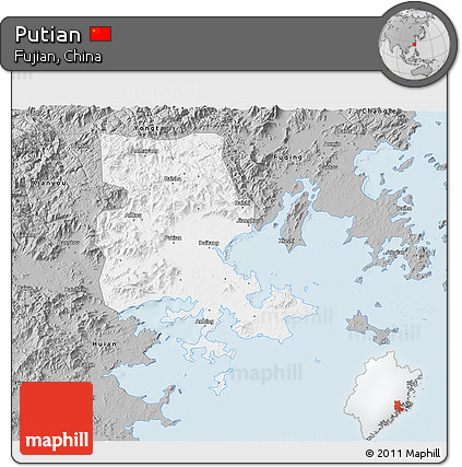 Gray 3D Map of Putian