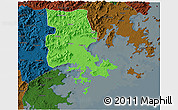 Political 3D Map of Putian, darken