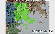 Political 3D Map of Putian, darken, semi-desaturated