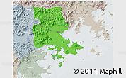Political 3D Map of Putian, lighten, semi-desaturated