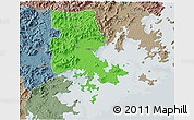 Political 3D Map of Putian, semi-desaturated