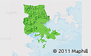 Political 3D Map of Putian, single color outside