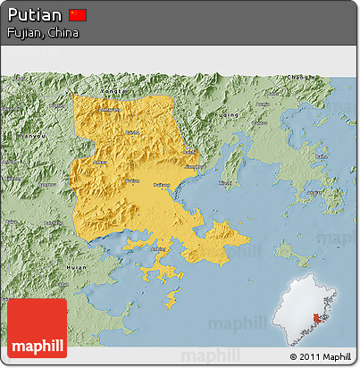 Savanna Style 3D Map of Putian