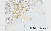 Shaded Relief 3D Map of Putian, lighten, semi-desaturated