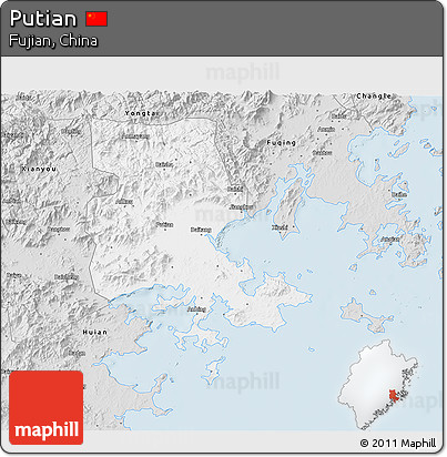 Silver Style 3D Map of Putian