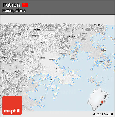 Silver Style 3D Map of Putian