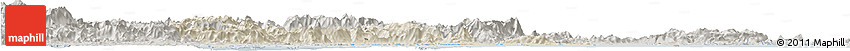 Shaded Relief Horizon Map of Putian, semi-desaturated