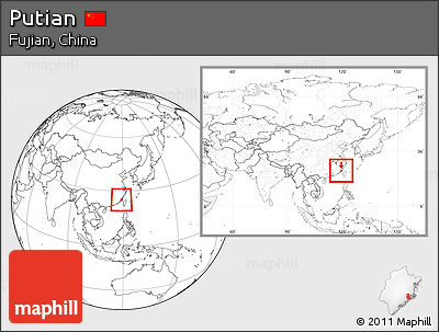 Blank Location Map of Putian, within the entire country