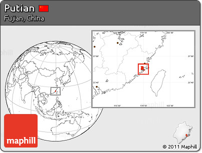 Blank Location Map of Putian