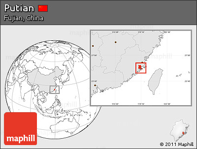 Blank Location Map of Putian, highlighted country
