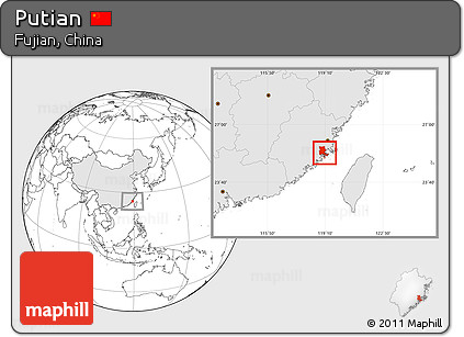 Blank Location Map of Putian, highlighted country