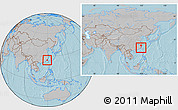 Gray Location Map of Putian, within the entire country, hill shading