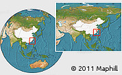 Satellite Location Map of Putian, highlighted country, within the entire country