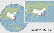 Savanna Style Location Map of Putian, highlighted country, within the entire country, hill shading