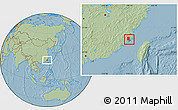 Savanna Style Location Map of Putian, hill shading