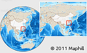Shaded Relief Location Map of Putian, highlighted country, within the entire country