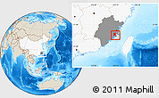 Shaded Relief Location Map of Putian, highlighted country, highlighted parent region