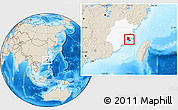 Shaded Relief Location Map of Putian, highlighted parent region
